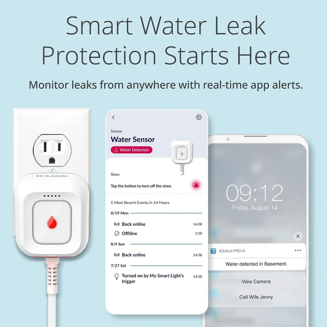 Alt view image 3 of 7 - WiFi Water Leak Detector Starter Kit with 2 Flood & Leak Sensors