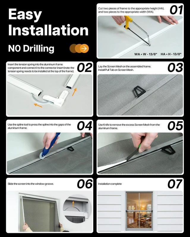 Alt view image 4 of 6 - 46" x 46" DIY Window Screen Frame Kit, White, 2 Sets