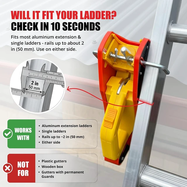 Alt view image 5 of 7 - Lock Jaw Roof Ladder Stabilizer Hook for Gutter Slide-Lock Standoff in 5 Seconds, Prevents Ladder Movement & Falls