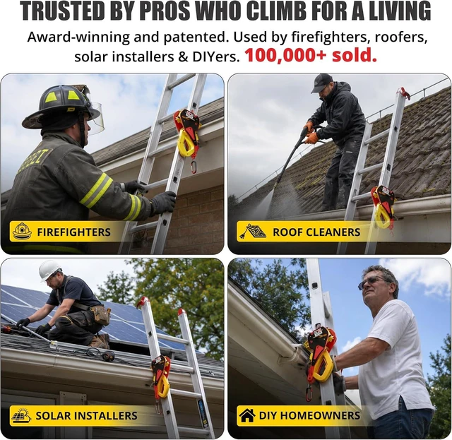 Alt view image 6 of 7 - Lock Jaw Roof Ladder Stabilizer Hook for Gutter Slide-Lock Standoff in 5 Seconds, Prevents Ladder Movement & Falls