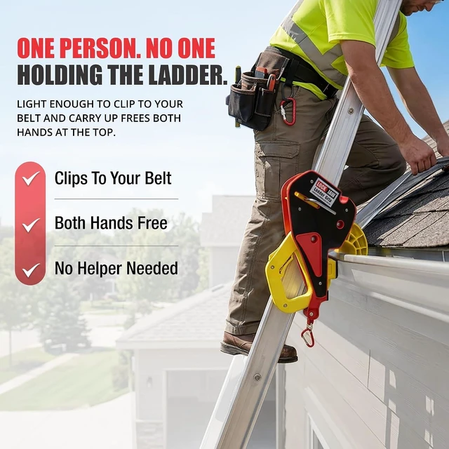Alt view image 7 of 7 - Lock Jaw Roof Ladder Stabilizer Hook for Gutter Slide-Lock Standoff in 5 Seconds, Prevents Ladder Movement & Falls