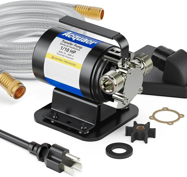 Main image of 1/10 HP Portable Electric Water Transfer Pump with Suction Hose Kit for RV, Pools, Water Beds, Rain Barrels & Aquariums