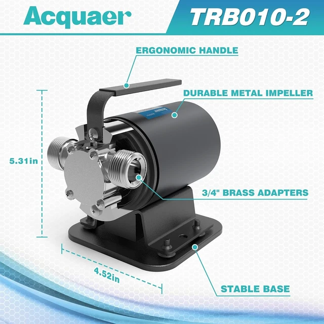 Alt view image 2 of 5 - 1/10 HP Portable Electric Water Transfer Pump with Suction Hose Kit for RV, Pools, Water Beds, Rain Barrels & Aquariums