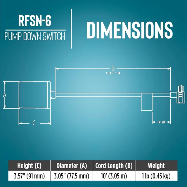 Alt view image 2 of 6 - RFSN-6 Piggyback Tethered Float Switch, 115-Volt, 10' Cord