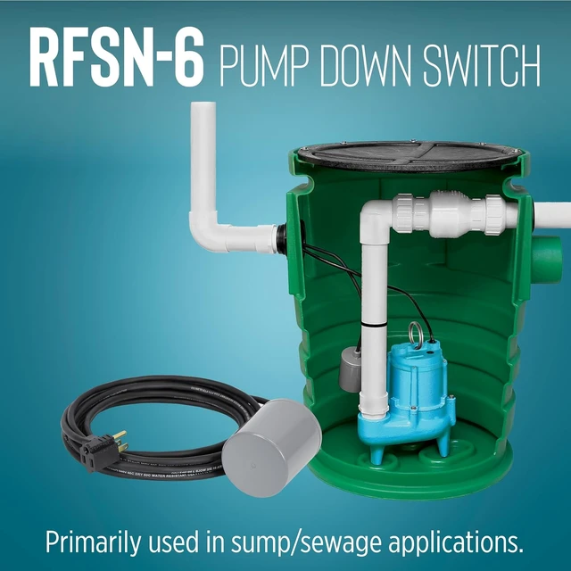 Alt view image 6 of 6 - RFSN-6 Piggyback Tethered Float Switch, 115-Volt, 10' Cord