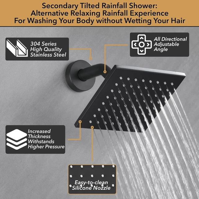 Alt view image 4 of 7 - Matte Black Modern Shower Faucet Set