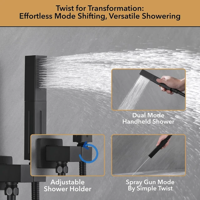 Alt view image 5 of 7 - Matte Black Modern Shower Faucet Set
