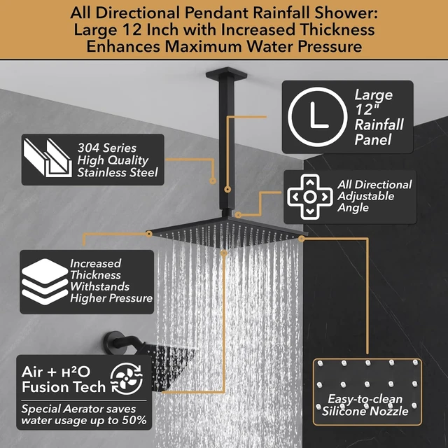 Alt view image 2 of 7 - Matte Black Modern Shower Faucet Set