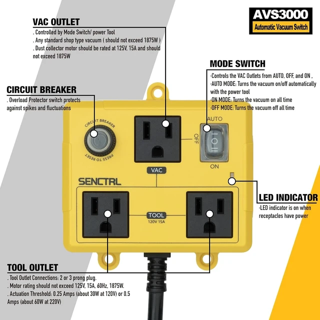 Alt view image 3 of 7 - Automatic Vacuum Switch for Power Tools, Turns Vac On & Off