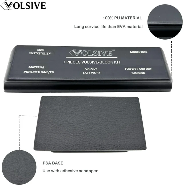 Alt view image 3 of 6 - 7-Piece PSA Hand Sanding Block Set with Long Panel Sander for Automotive Paint & Woodworking (Black)