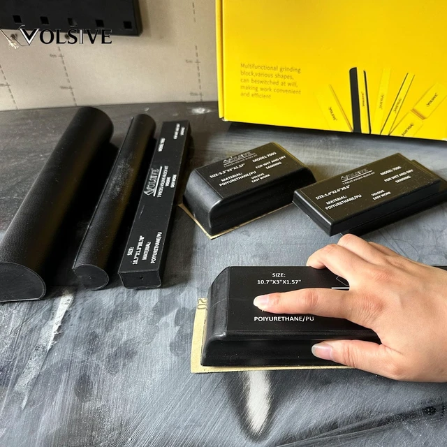 Alt view image 5 of 6 - 7-Piece PSA Hand Sanding Block Set with Long Panel Sander for Automotive Paint & Woodworking (Black)