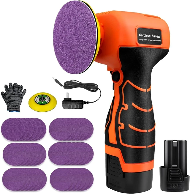 Main image of Cordless Electric Sander, 3500 RPM with 2000mAh Battery & 36 Sandpapers, Lightweight for Wood, Metal & Paint Removal