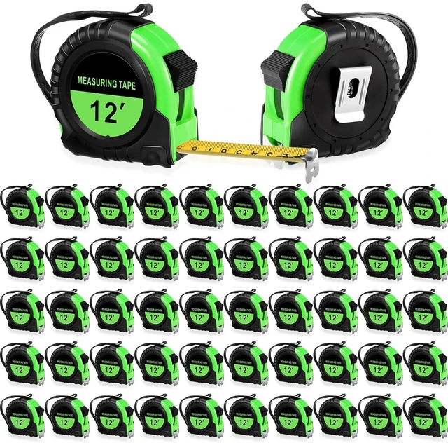 Main image of 12 Ft Retractable Tape Measures, Bulk 50 Pieces (Green)