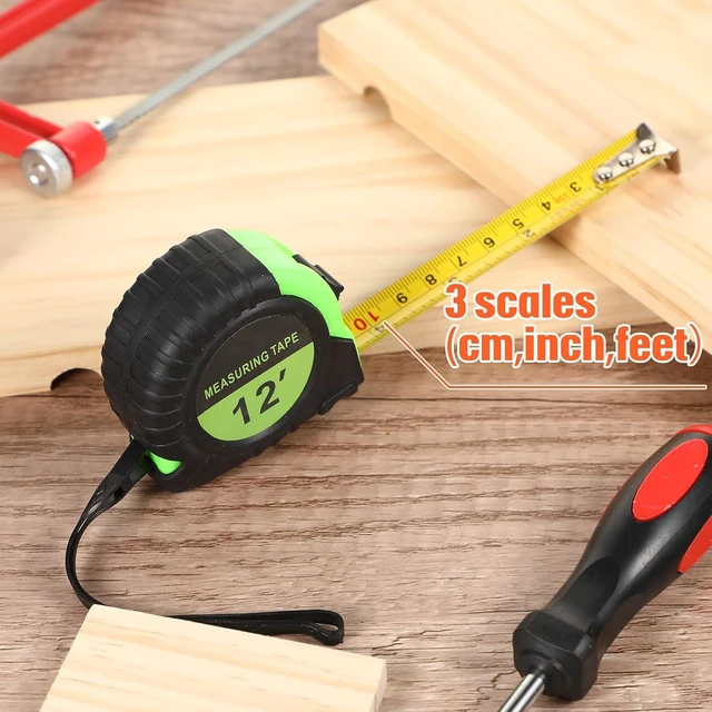 Alt view image 5 of 7 - 12 Ft Retractable Tape Measures, Bulk 50 Pieces (Green)