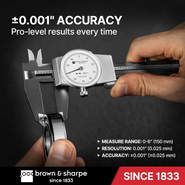 Alt view image 3 of 7 - Precision 6-Inch Dial Caliper, Stainless Steel Measuring Tool