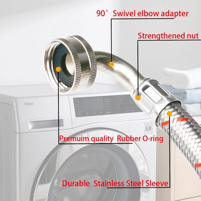 Alt view image 4 of 6 - 2-Pack 20ft Washing Machine Hoses with 90 Degree Elbows, CUPC & NSF
