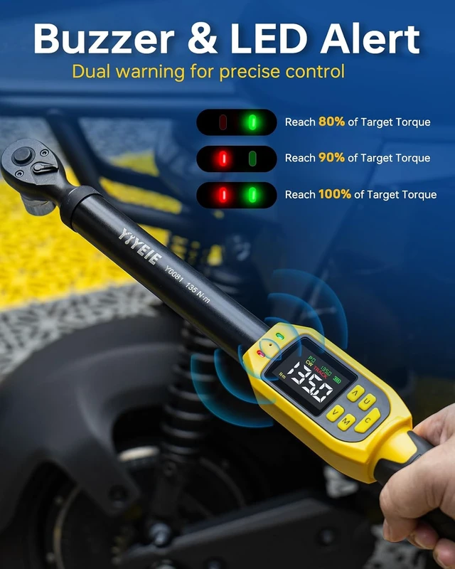 Alt view image 4 of 7 - 3/8" Drive Digital Torque Wrench, 5-99.5 Ft-lb (6.7-135 N.m)