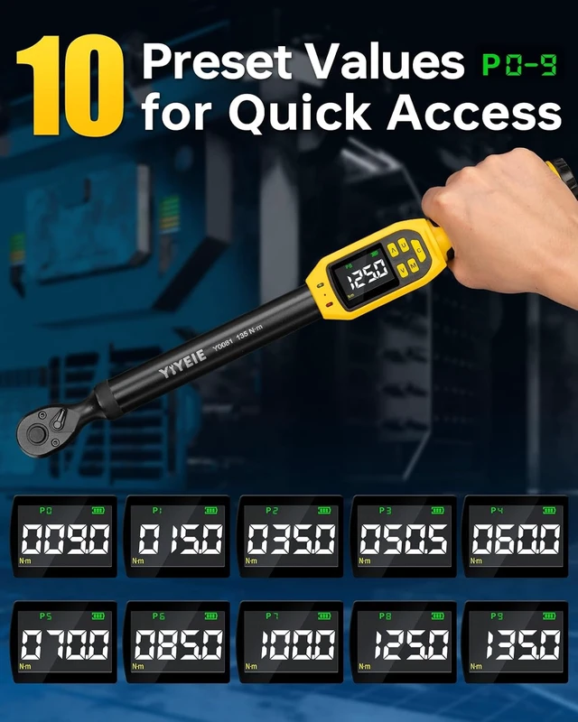 Alt view image 6 of 7 - 3/8" Drive Digital Torque Wrench, 5-99.5 Ft-lb (6.7-135 N.m)