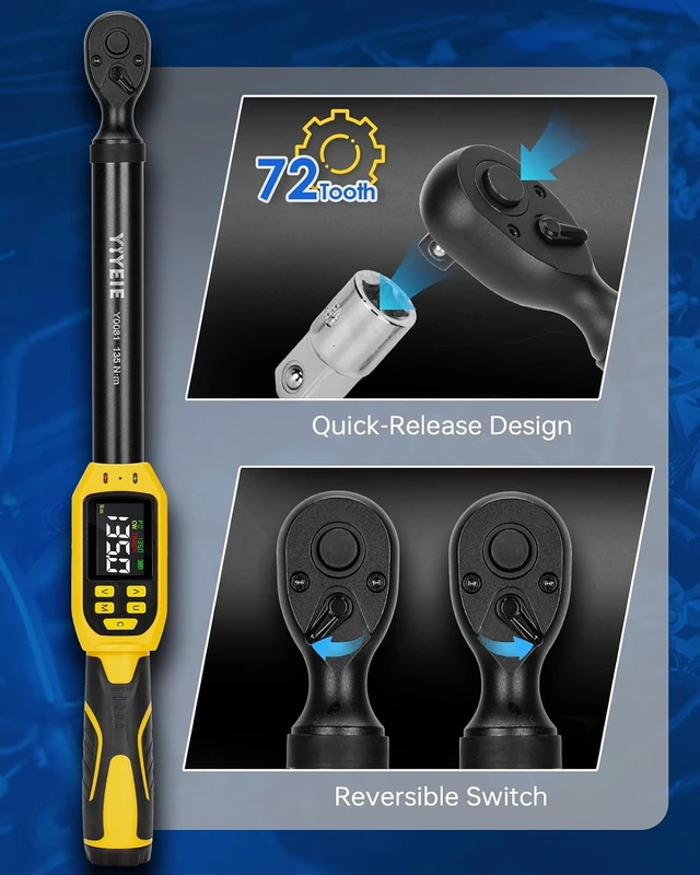 Alt view image 7 of 7 - 3/8" Drive Digital Torque Wrench, 5-99.5 Ft-lb (6.7-135 N.m)