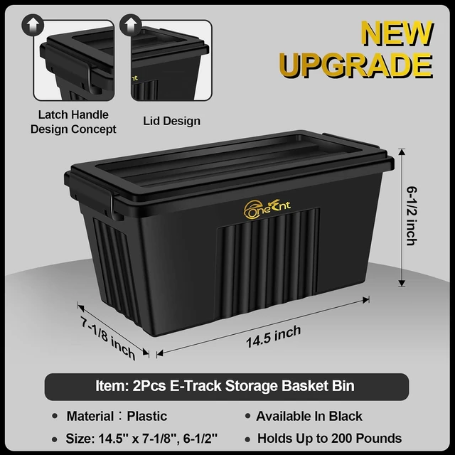 Alt view image 2 of 7 - 2-Pack E-Track Basket Storage Bins, 14.5 Inch Long, 200 lbs Capacity