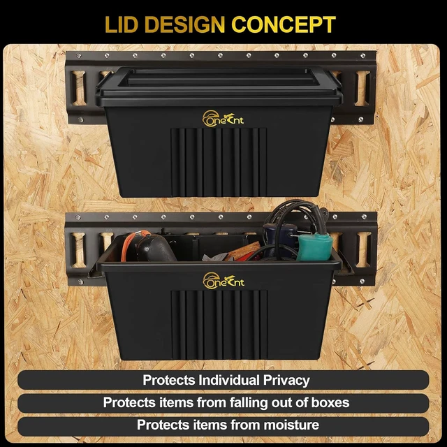Alt view image 4 of 7 - 2-Pack E-Track Basket Storage Bins, 14.5 Inch Long, 200 lbs Capacity