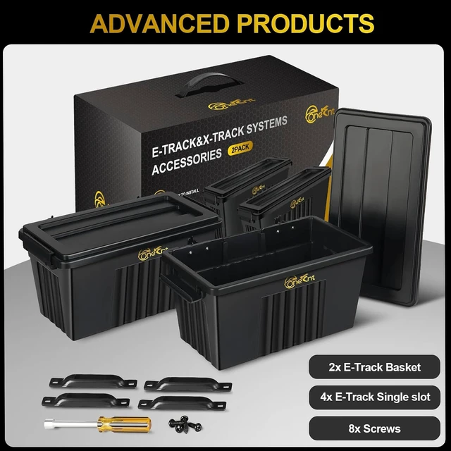 Alt view image 6 of 7 - 2-Pack E-Track Basket Storage Bins, 14.5 Inch Long, 200 lbs Capacity