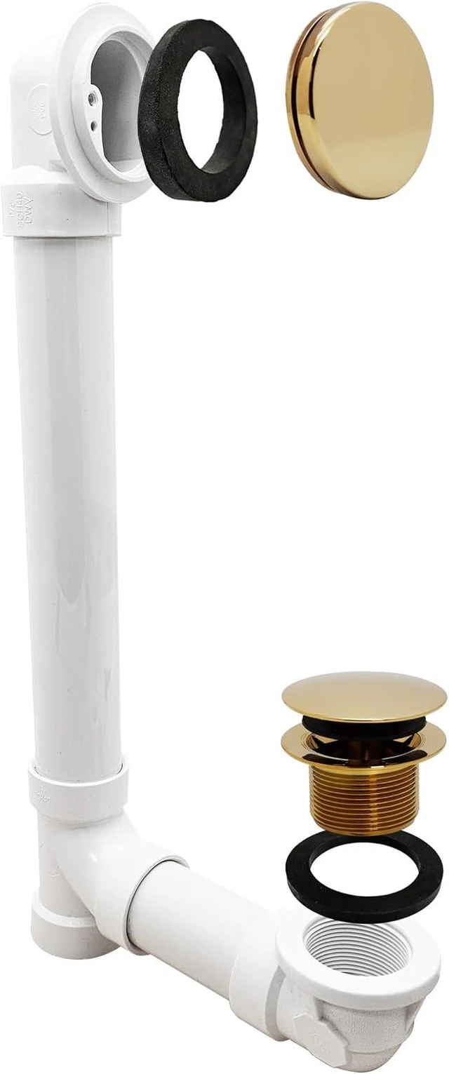 Main image of 493244H-01 14" Sch. 40 PVC Bath Waste & Overflow Assembly with Tip-Toe Drain & Illusionary Faceplate (Polished Brass)