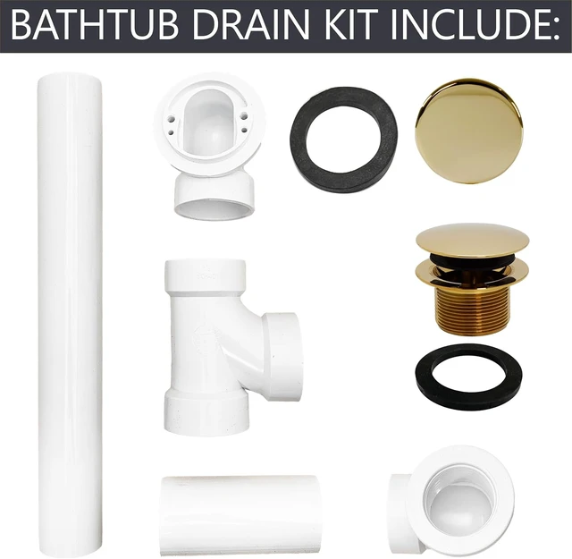 Alt view image 2 of 7 - 493244H-01 14" Sch. 40 PVC Bath Waste & Overflow Assembly with Tip-Toe Drain & Illusionary Faceplate (Polished Brass)