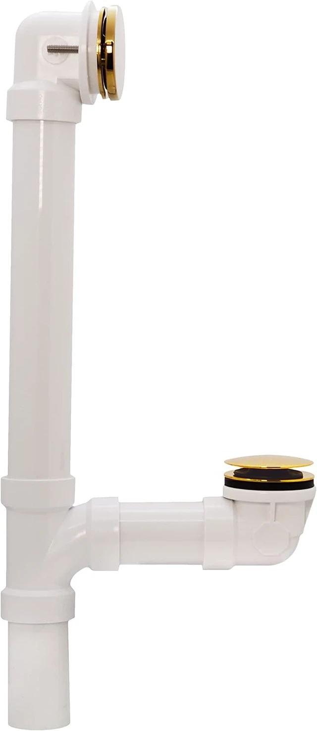 Alt view image 7 of 7 - 493244H-01 14" Sch. 40 PVC Bath Waste & Overflow Assembly with Tip-Toe Drain & Illusionary Faceplate (Polished Brass)