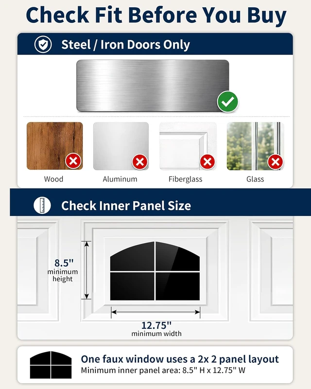 Alt view image 2 of 7 - 32 PCS 6" x 4" Arched Magnetic Garage Door Windows for 2 Garage Doors