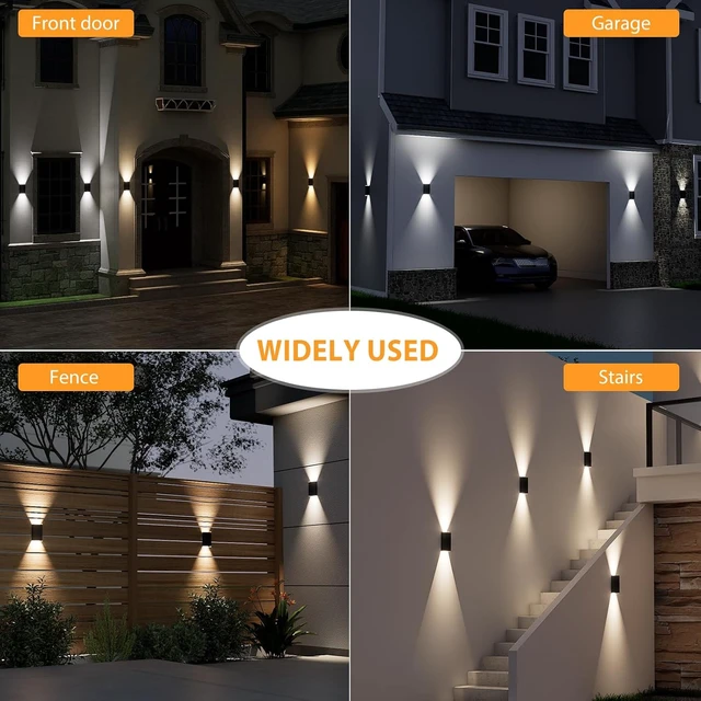 Alt view image 6 of 7 - Outdoor Solar Wall Lights, 3000/4000/6000K 3 Modes Dusk to Dawn, IP67 Waterproof Up & Down Sconce (2-Pack)