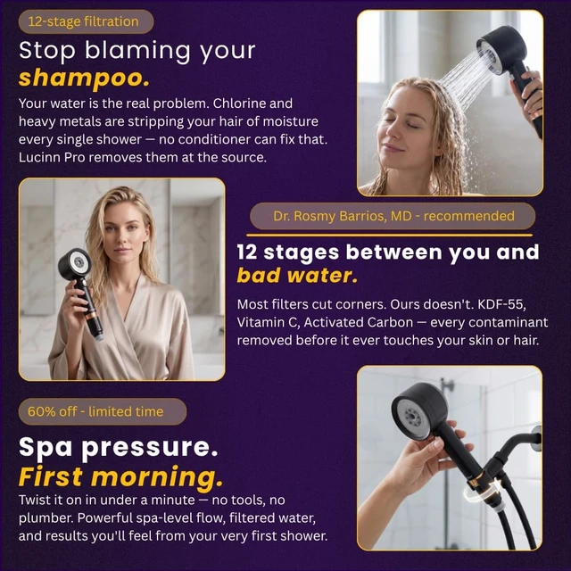 Alt view image 5 of 7 - Pro Handheld 12-Stage Filtered Showerhead, Removes Chlorine & Hard Water