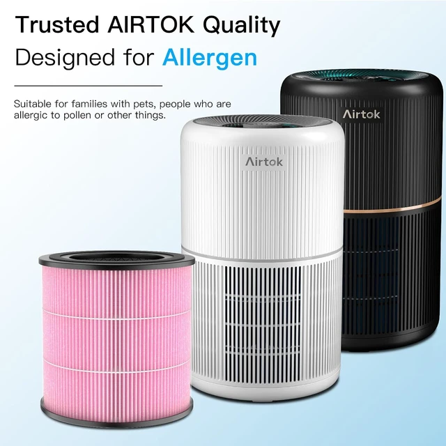 Alt view image 3 of 7 - AP0601 Air Purifier Replacement Filters, 5-in-1 HEPA with Activated Carbon for Pollen & Pet Allergens, 2-Pack (Pink)