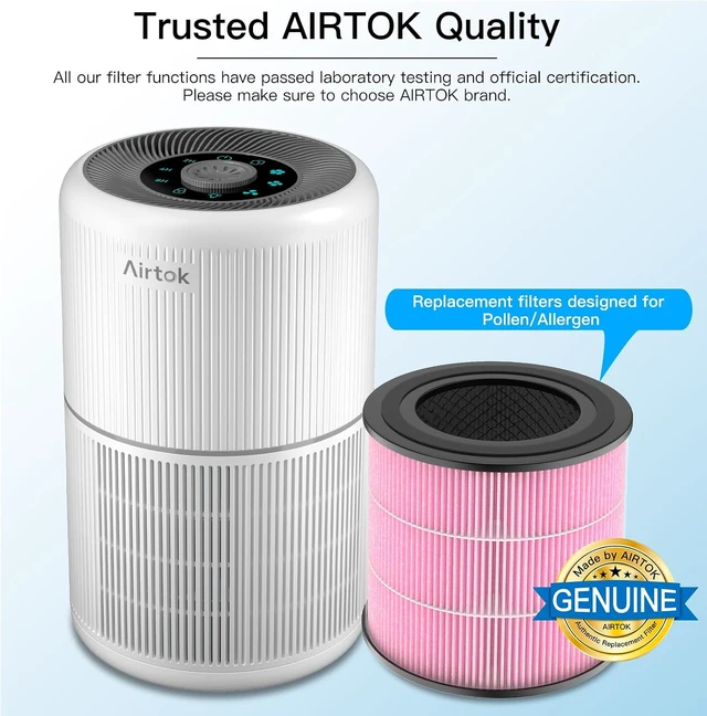 Alt view image 2 of 7 - AP0601 Air Purifier Replacement Filters, 5-in-1 HEPA with Activated Carbon for Pollen & Pet Allergens, 2-Pack (Pink)