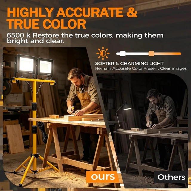 Alt view image 4 of 7 - 14000 Lumen LED Work Light with Stand, 2-Head Adjustable