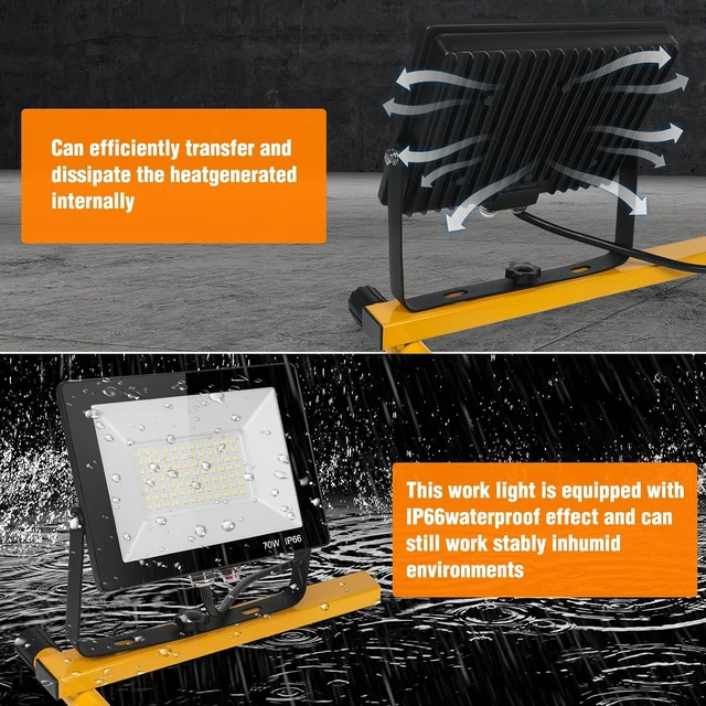 Alt view image 6 of 7 - 14000 Lumen LED Work Light with Stand, 2-Head Adjustable