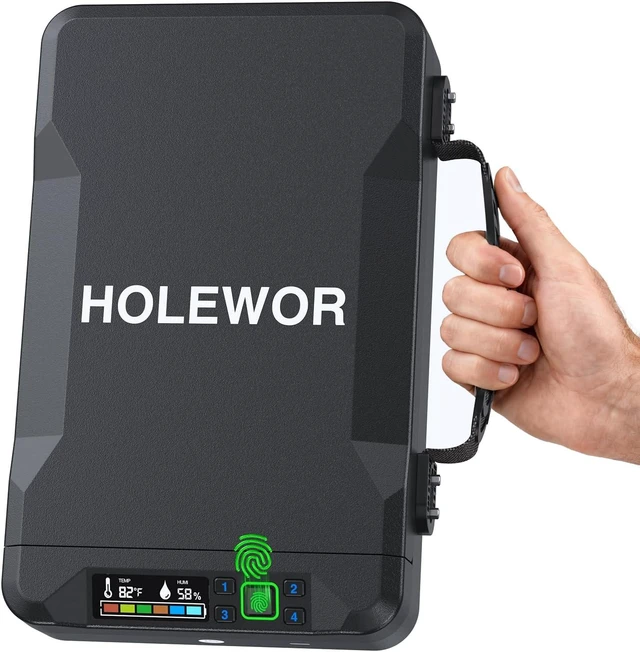 Main image of Biometric Pistol Safe, Portable Fingerprint Car Gun Case for Handguns, Travel, Nightstand & Bedside