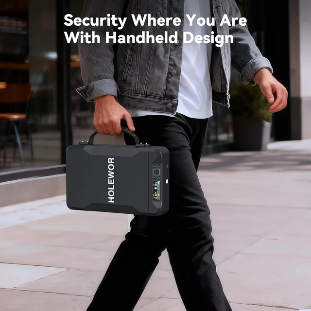 Alt view image 2 of 7 - Biometric Pistol Safe, Portable Fingerprint Car Gun Case for Handguns, Travel, Nightstand & Bedside