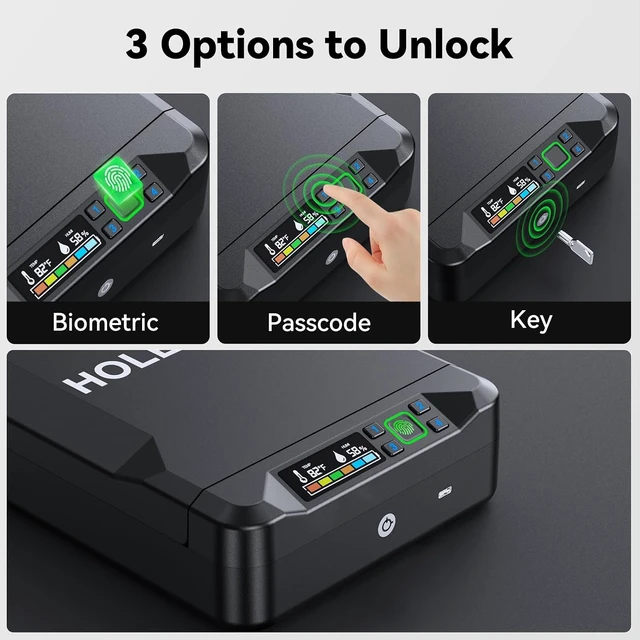 Alt view image 3 of 7 - Biometric Pistol Safe, Portable Fingerprint Car Gun Case for Handguns, Travel, Nightstand & Bedside