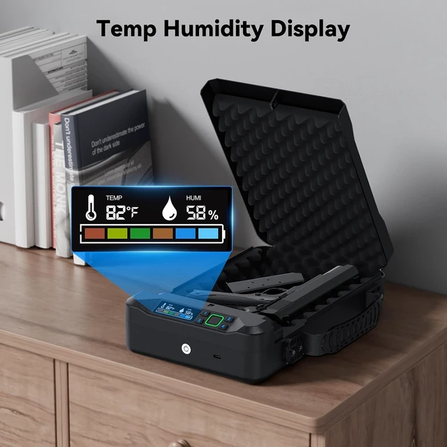 Alt view image 4 of 7 - Biometric Pistol Safe, Portable Fingerprint Car Gun Case for Handguns, Travel, Nightstand & Bedside