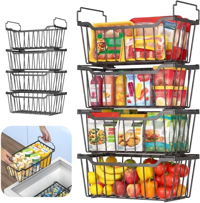 Main image of 8-Pack Freezer Organizer Bins for 5-7 Cu.FT Chest Freezer (Black)