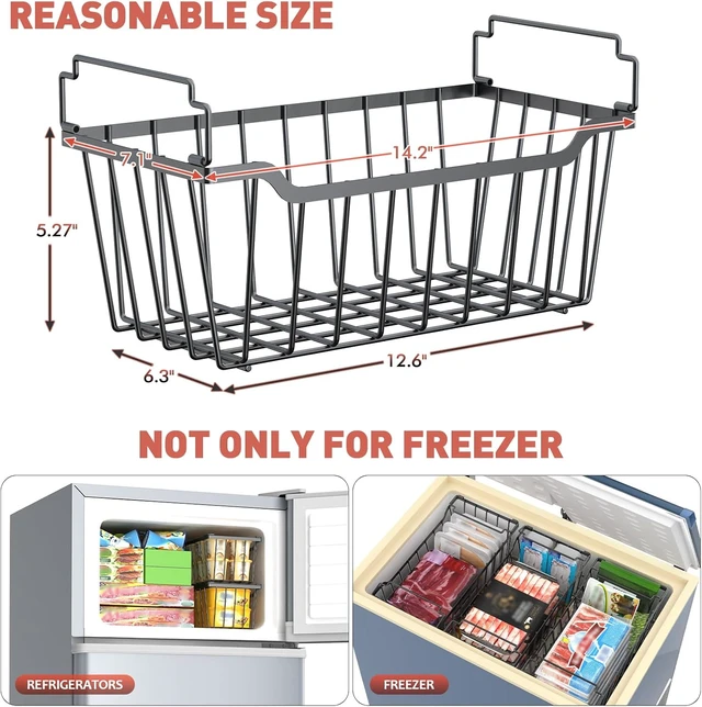 Alt view image 2 of 7 - 8-Pack Freezer Organizer Bins for 5-7 Cu.FT Chest Freezer (Black)