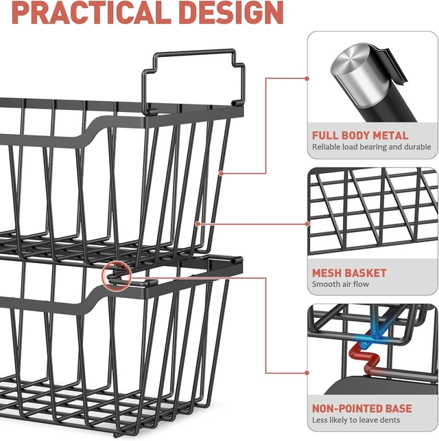 Alt view image 3 of 7 - 8-Pack Freezer Organizer Bins for 5-7 Cu.FT Chest Freezer (Black)