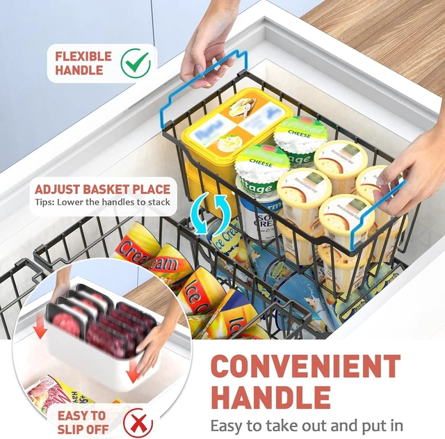 Alt view image 4 of 7 - 8-Pack Freezer Organizer Bins for 5-7 Cu.FT Chest Freezer (Black)
