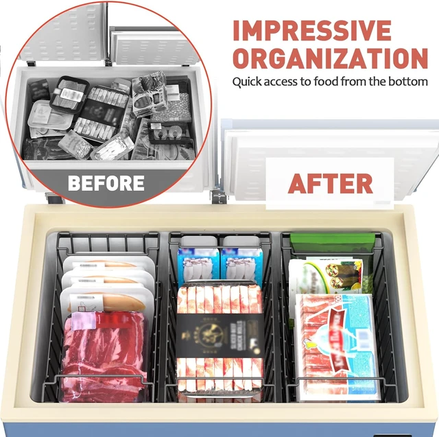 Alt view image 5 of 7 - 8-Pack Freezer Organizer Bins for 5-7 Cu.FT Chest Freezer (Black)