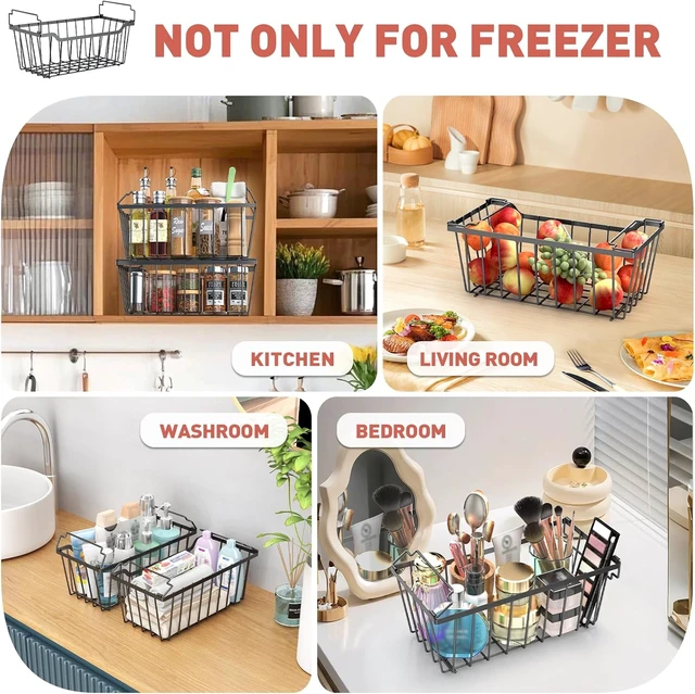 Alt view image 7 of 7 - 8-Pack Freezer Organizer Bins for 5-7 Cu.FT Chest Freezer (Black)