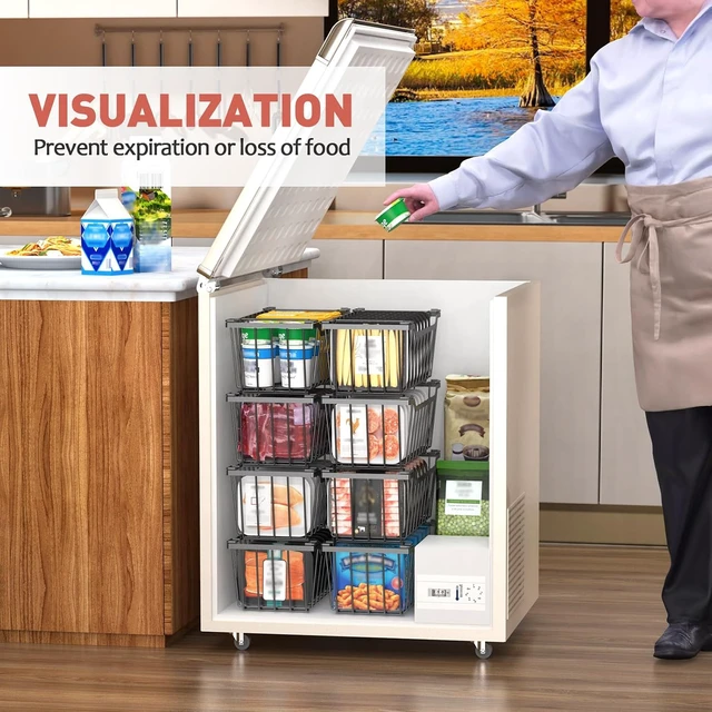 Alt view image 6 of 7 - 8-Pack Freezer Organizer Bins for 5-7 Cu.FT Chest Freezer (Black)