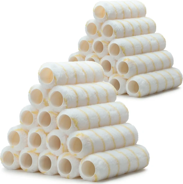 Main image of 9" x 1/2" Microfiber Nap Paint Roller Covers, 24-Pack (Yellow, White)