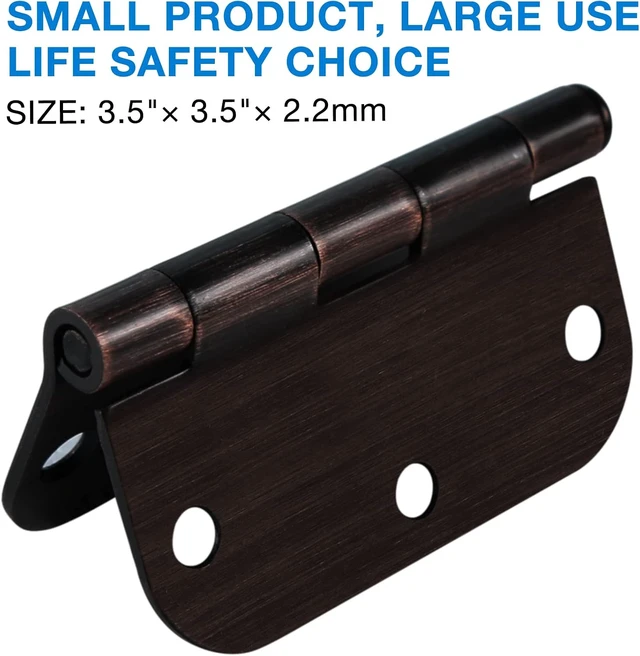 Alt view image 2 of 6 - Oil Rubbed Bronze Residential Door Hinges, 3.5" x 3.5" 5/8"