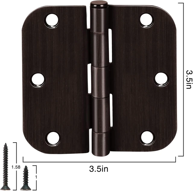 Alt view image 5 of 6 - Oil Rubbed Bronze Residential Door Hinges, 3.5" x 3.5" 5/8"